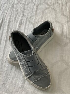 Blowfish Light Blue Denim/Gray Distressed Slip-On Sneakers